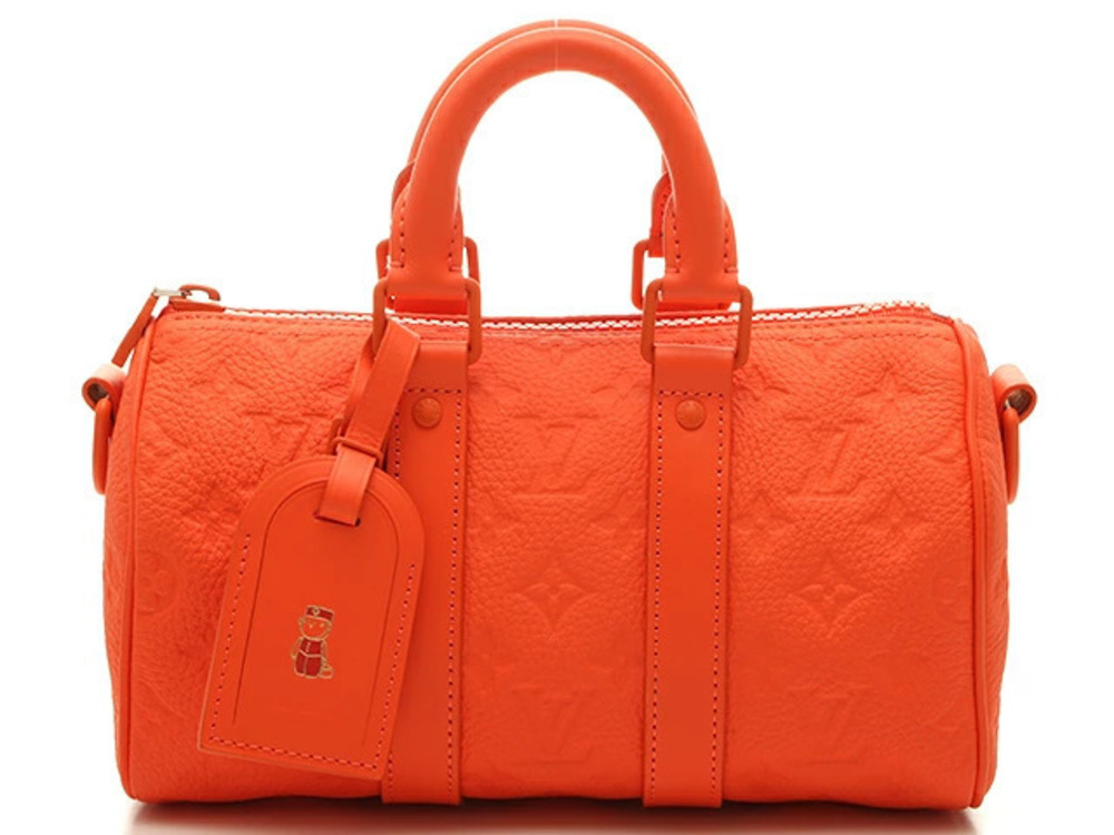 LOUIS VUITTON Keepall Bandouliere Taurillon Leather Volcano Orange T